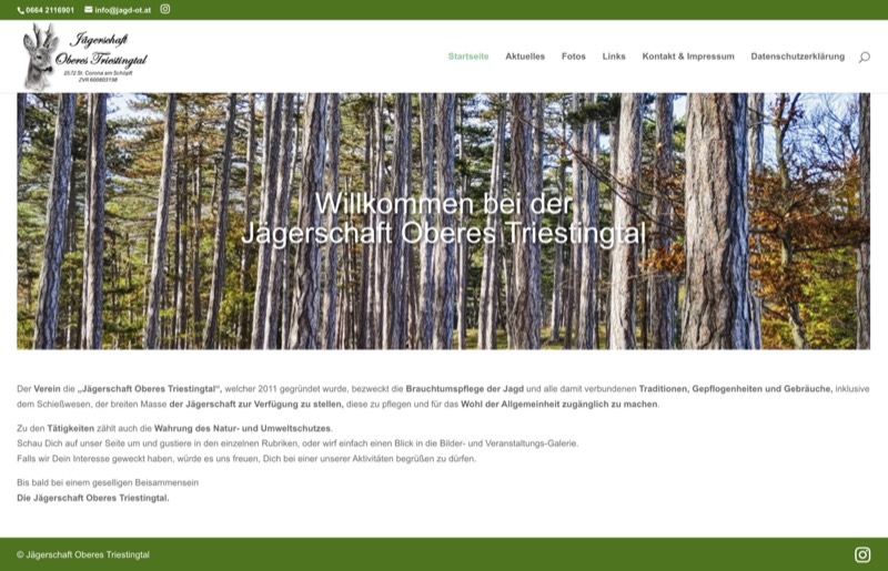 Screenshot der Website jagd-ot.at