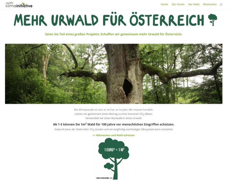 Screenshot der Website urwälder.at